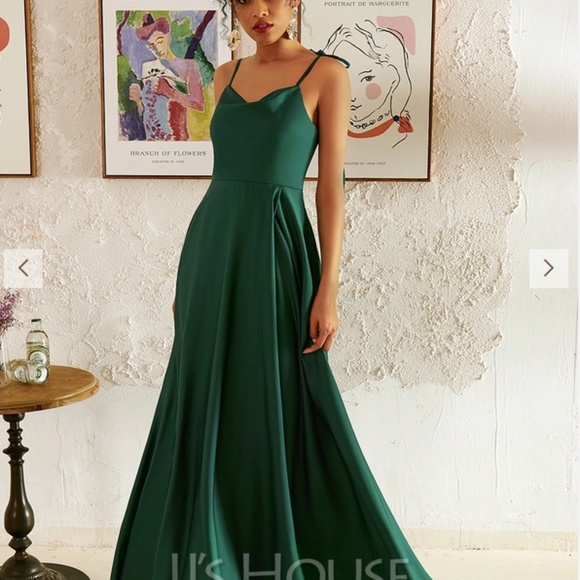 NWT JJ’s House A-Line Cowl Neck Floor-Length Prom Dress - Picture 1 of 9